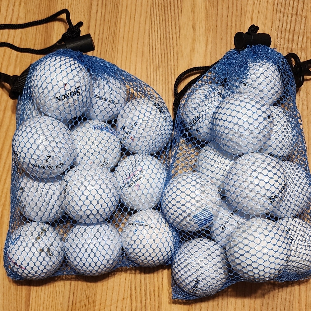 Golf Balls in Blue Mesh Bags